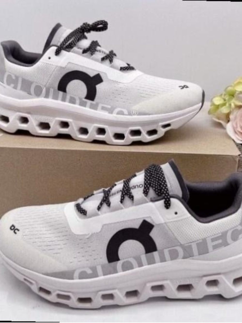 On Running Cloudtec White and Black Women Athletic Shoes